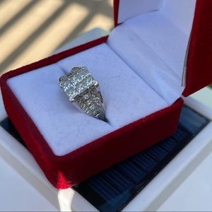 6 piece diamond cluster engagement ring